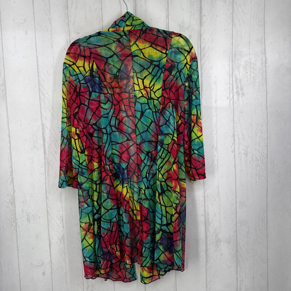 XXL printed mesh 3/4 slv cardi