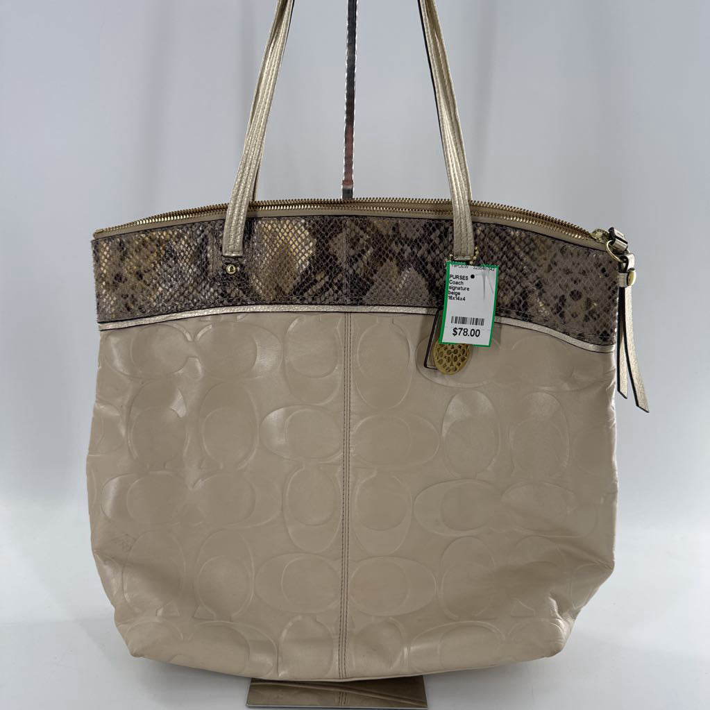 signature embossed tote bag