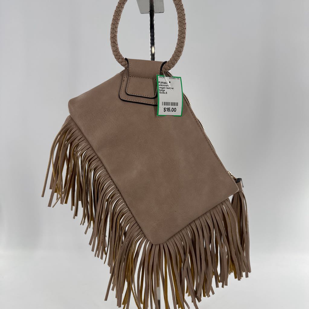 vegan leather fringe wristlet
