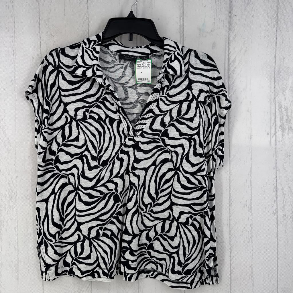 100% Linen Notched V-neck s/s