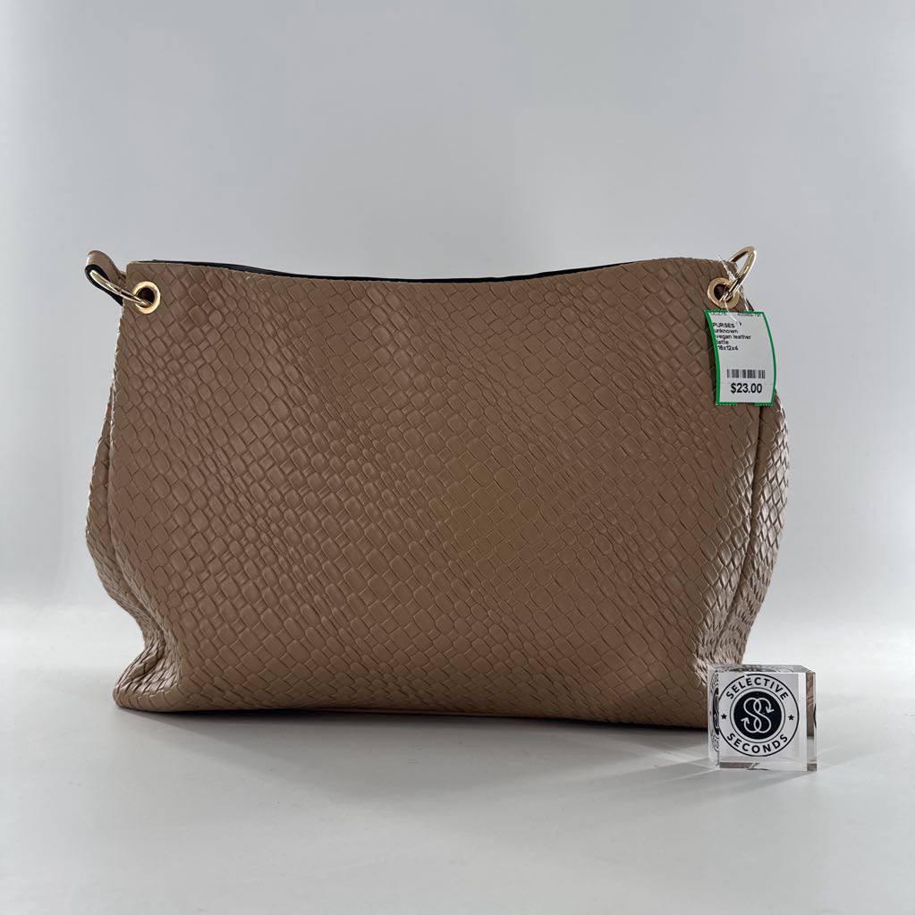 vegan leather embossed shoulder bag