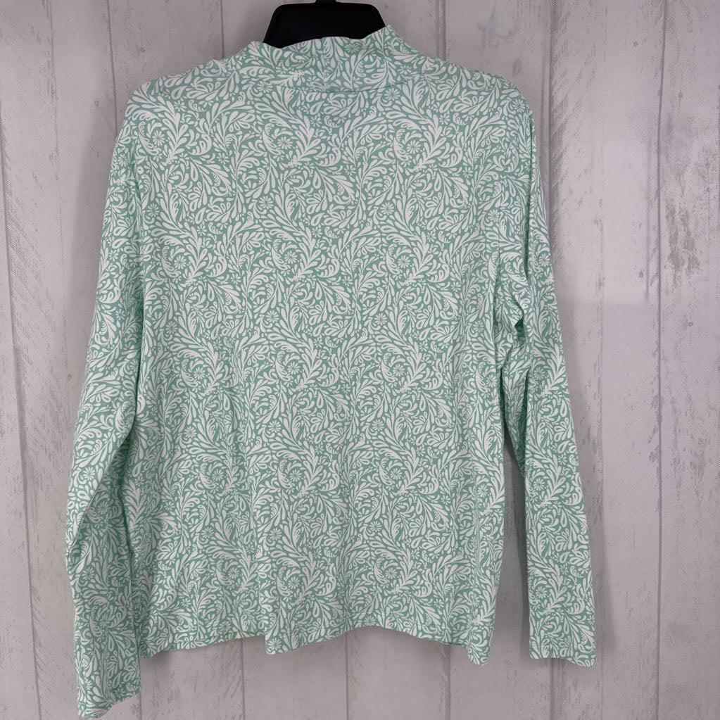 XL l/s leaf print mock neck top