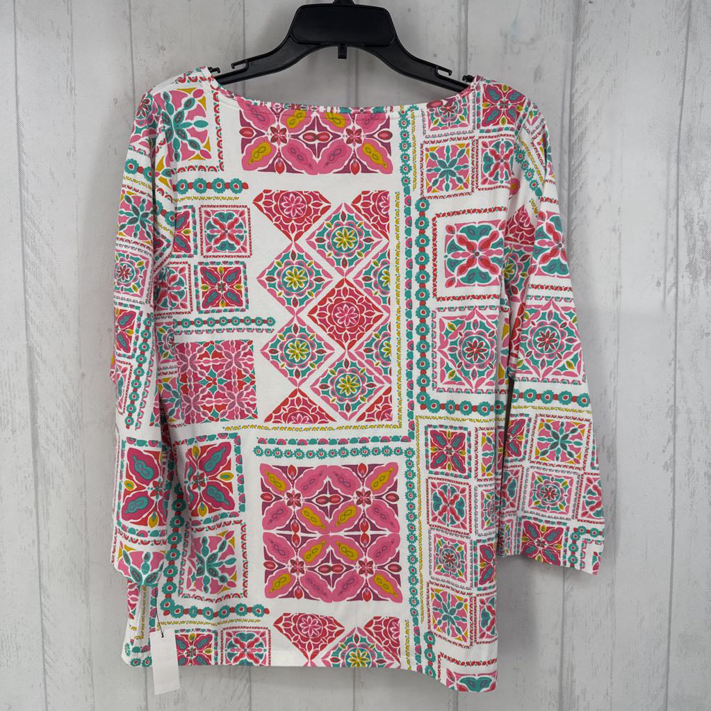 R49 L 3/4 slv medallion print top