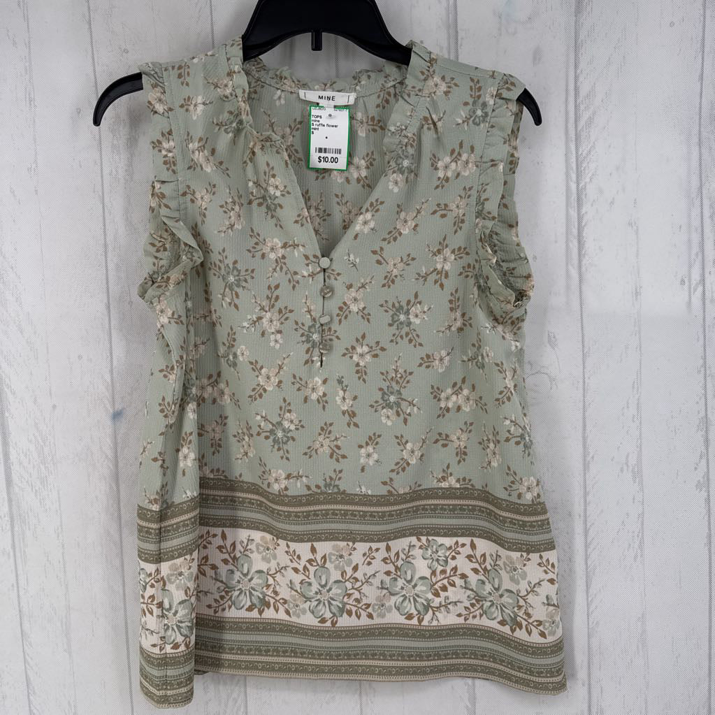 S ruffle flower print tank
