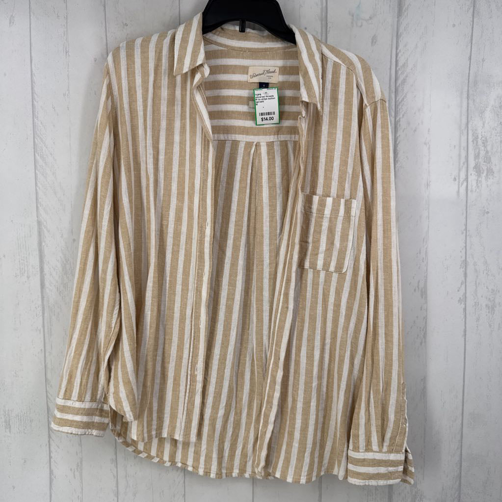 M l/s stripe button shirt