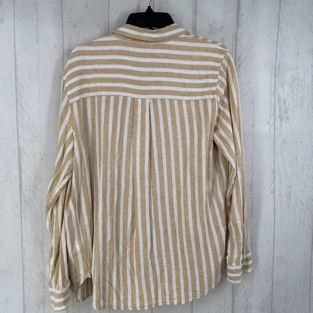 M l/s stripe button shirt
