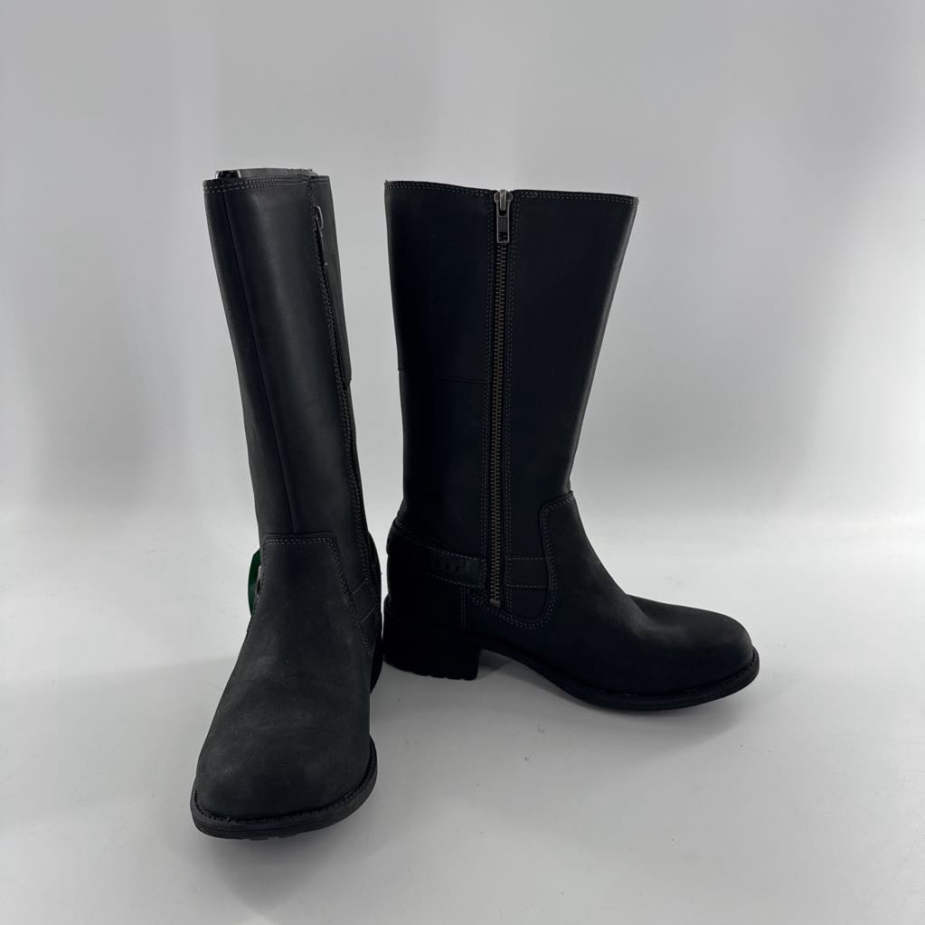6 leather sherpa lined mid-calf boot