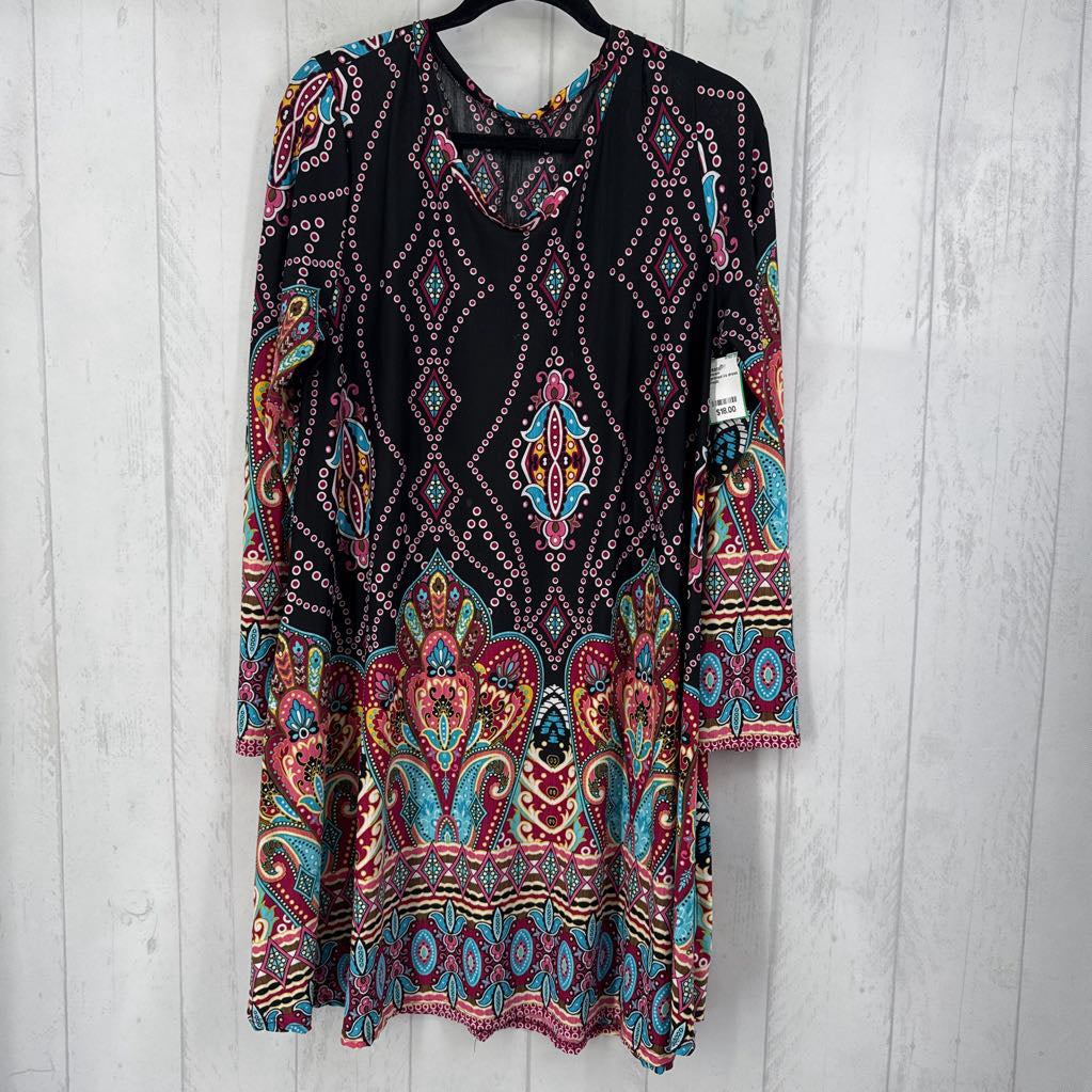 XL printed l/s dress