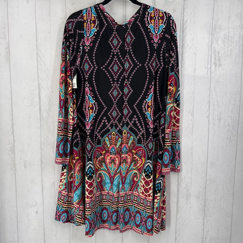 XL printed l/s dress