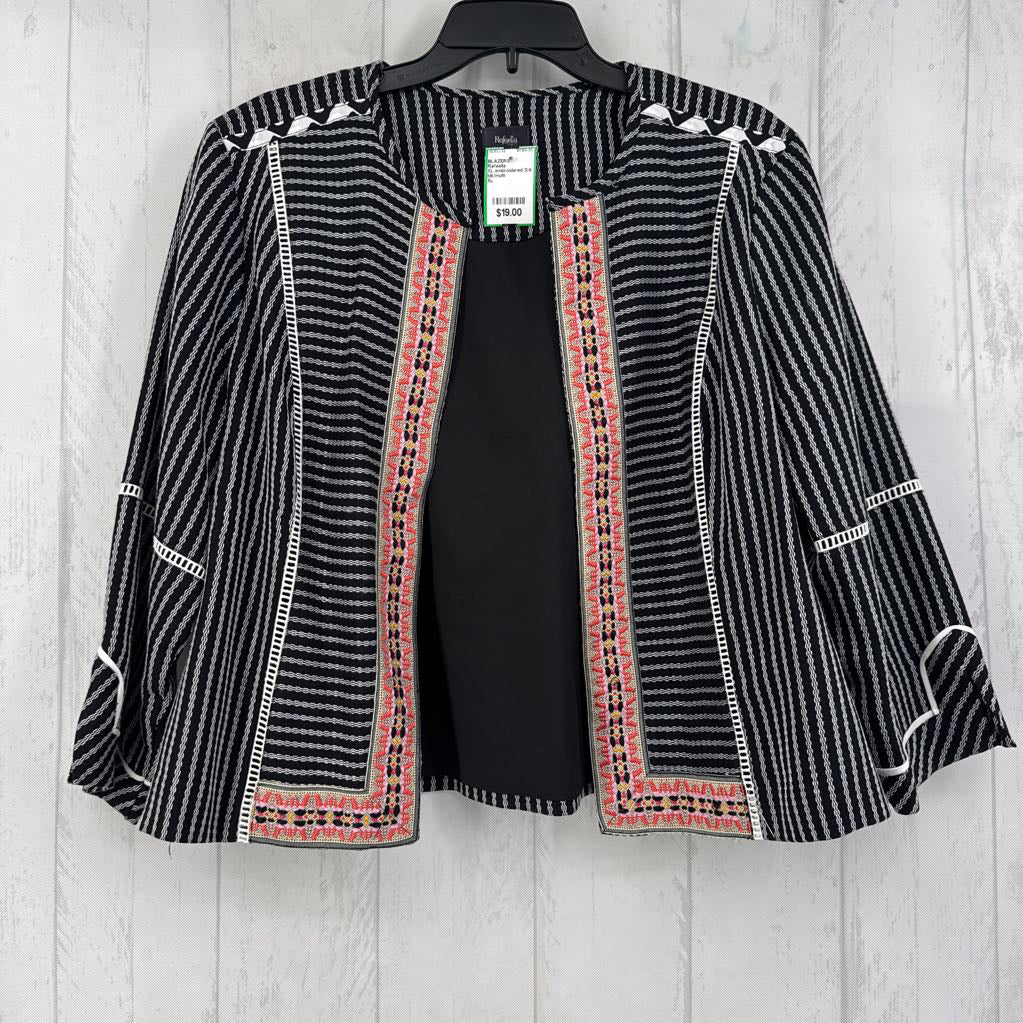 XL embroidered 3/4 slv jacket