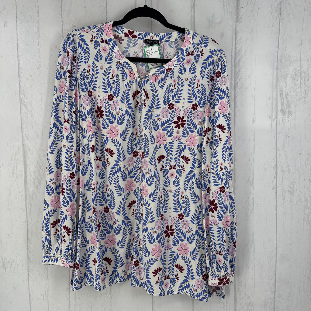 2Xp flo print button front l/s top