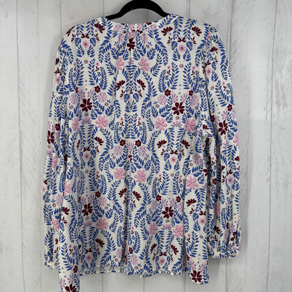2Xp flo print button front l/s top