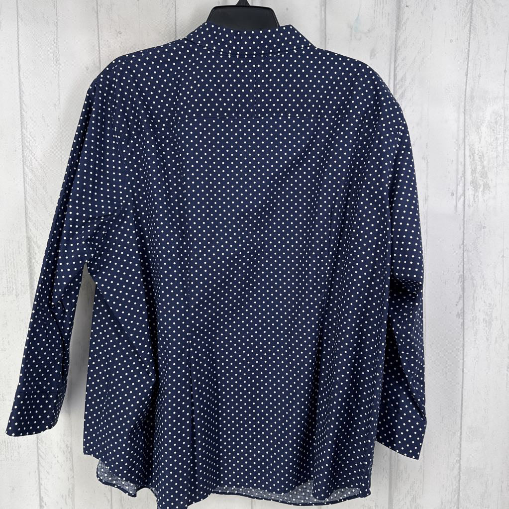 R75 3X polka dot button down l/s top
