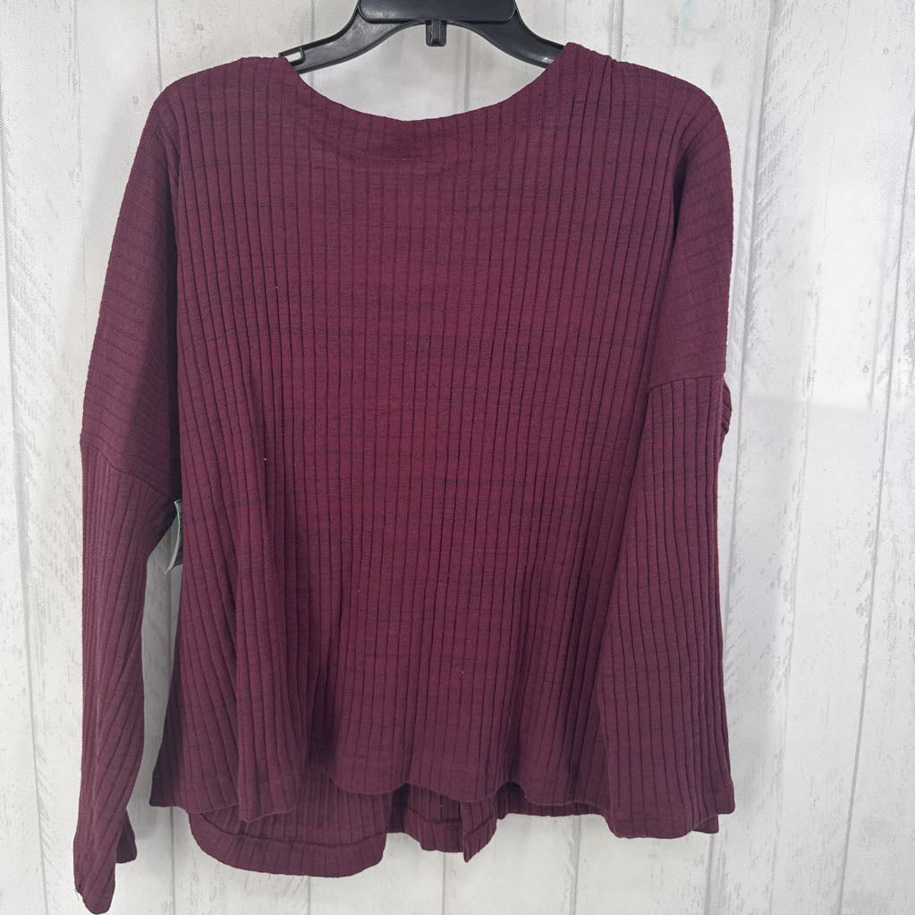 XL rib knit button down l/s top