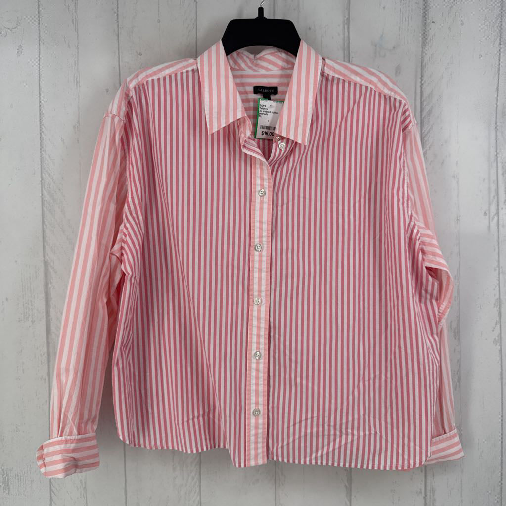 XL striped button down l/s top