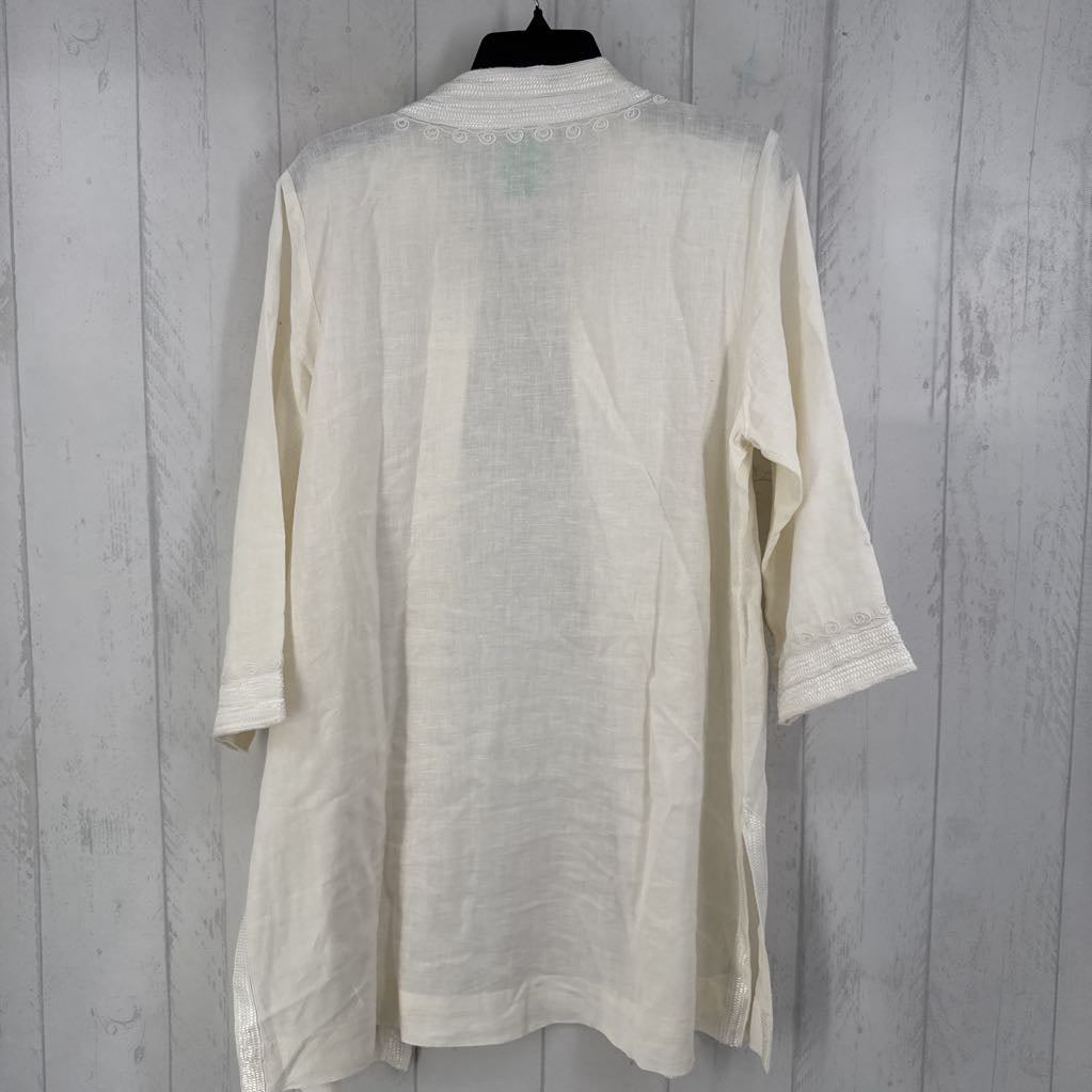 L embroidered linen jacket