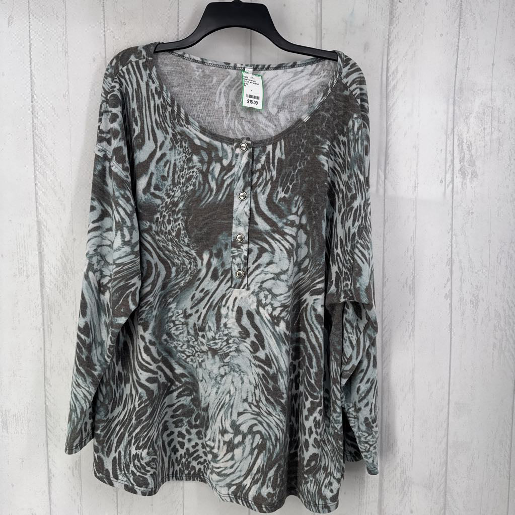2x 3/4 slv animal print top