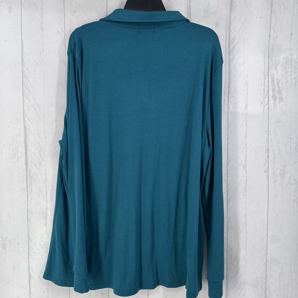 3xl l/s half button top