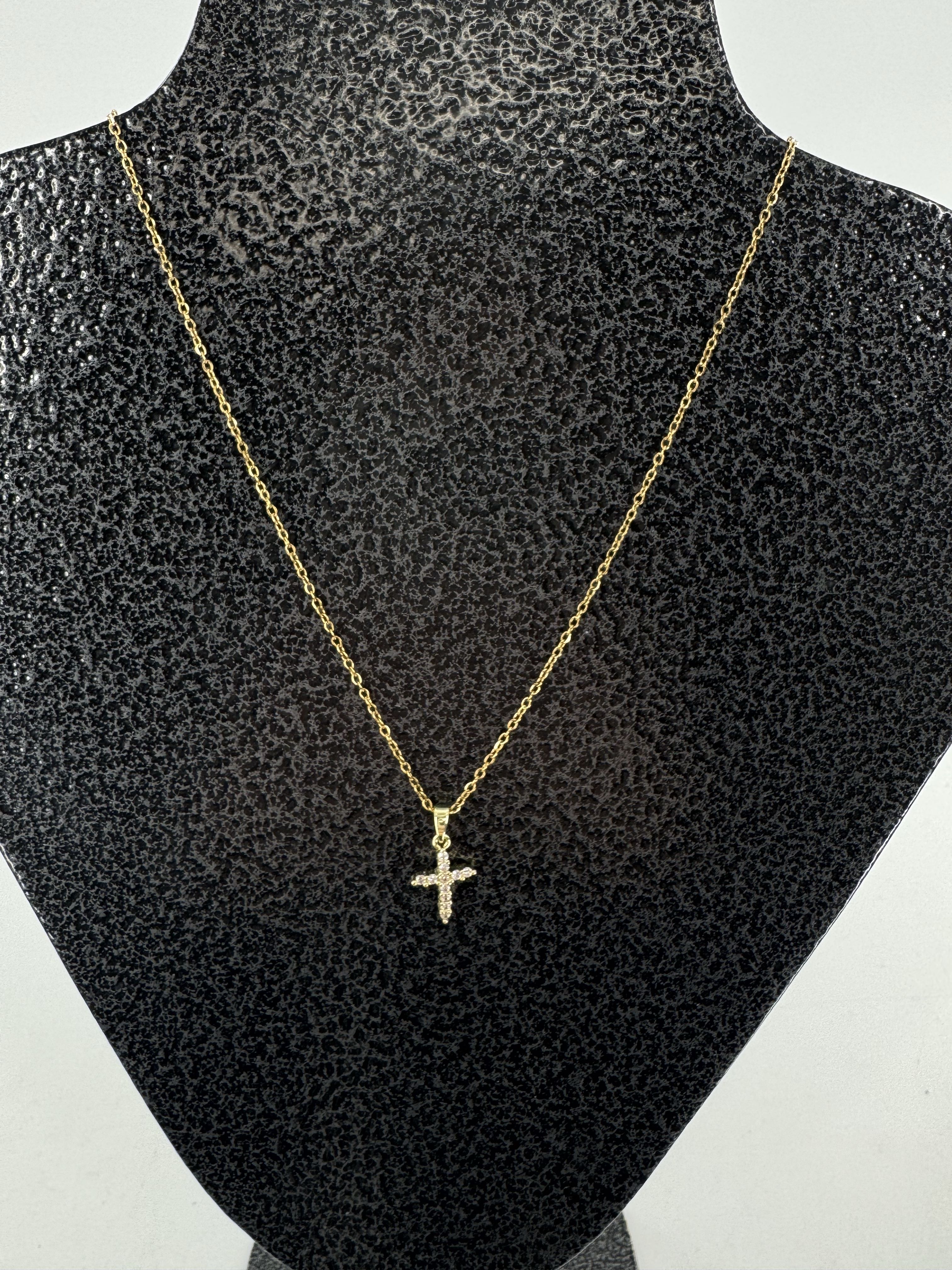 10" goldtone cross necklace