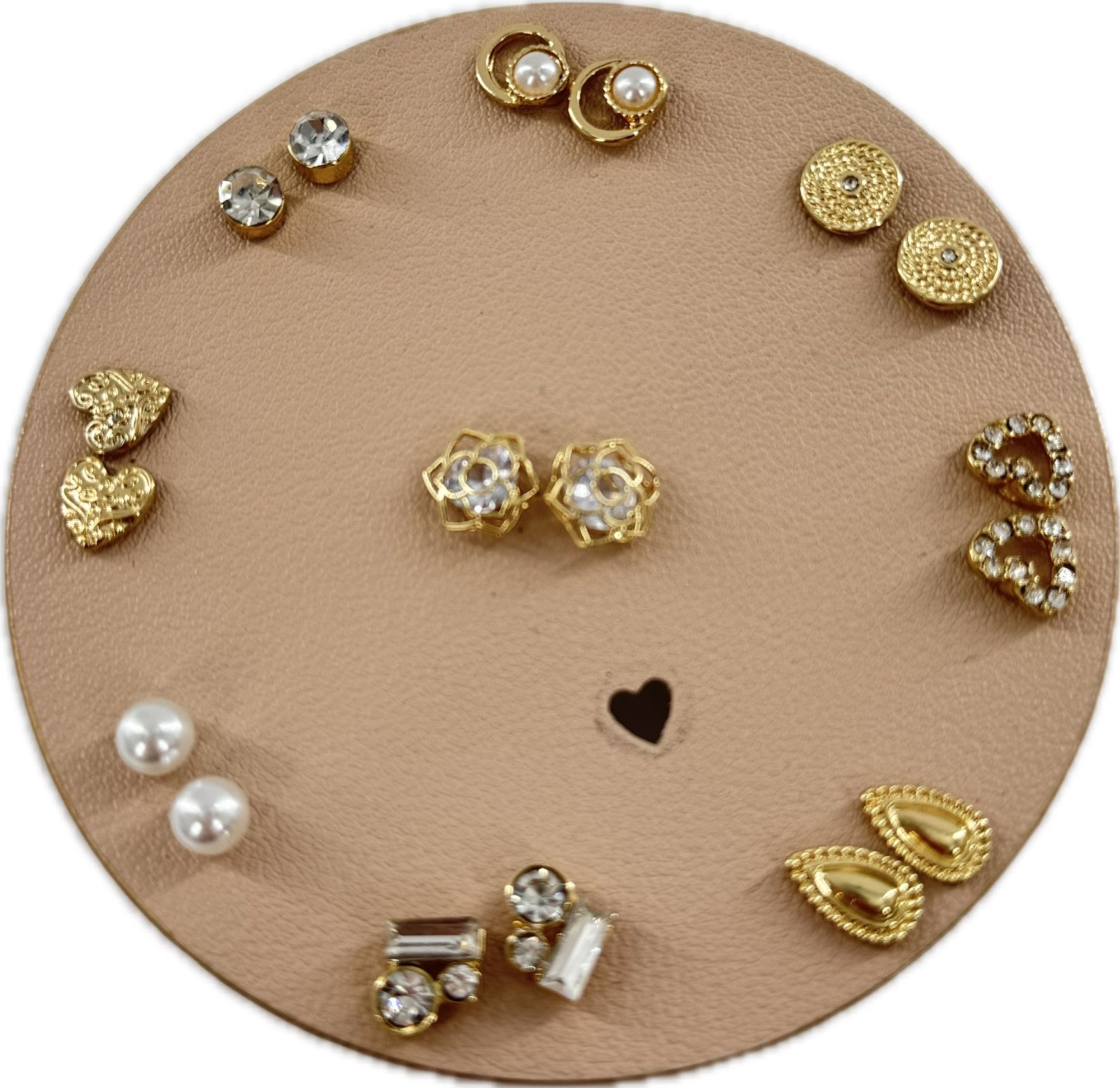 9 pr goldtone rhinestone earring pack