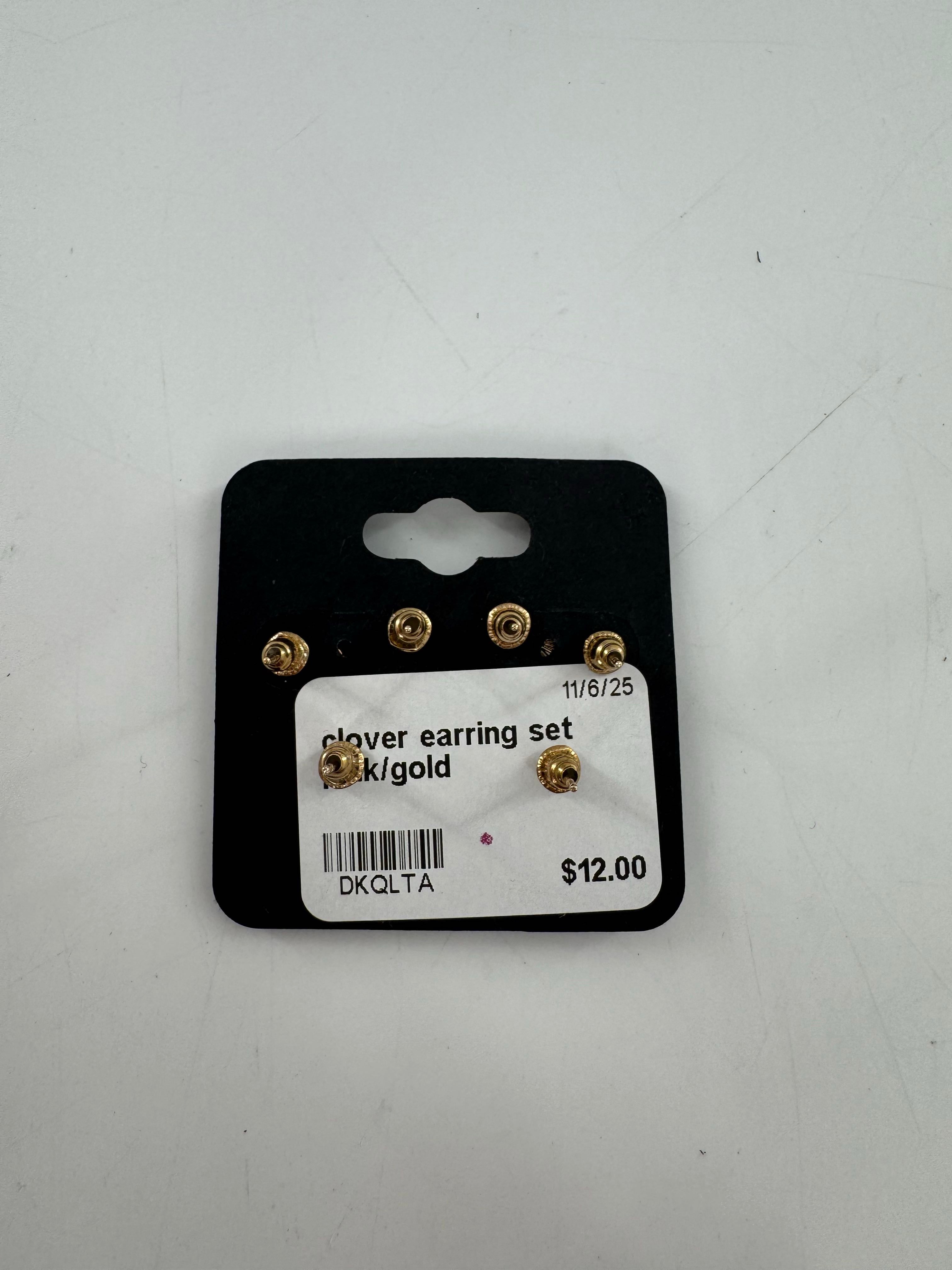 clover earring set pink/gold