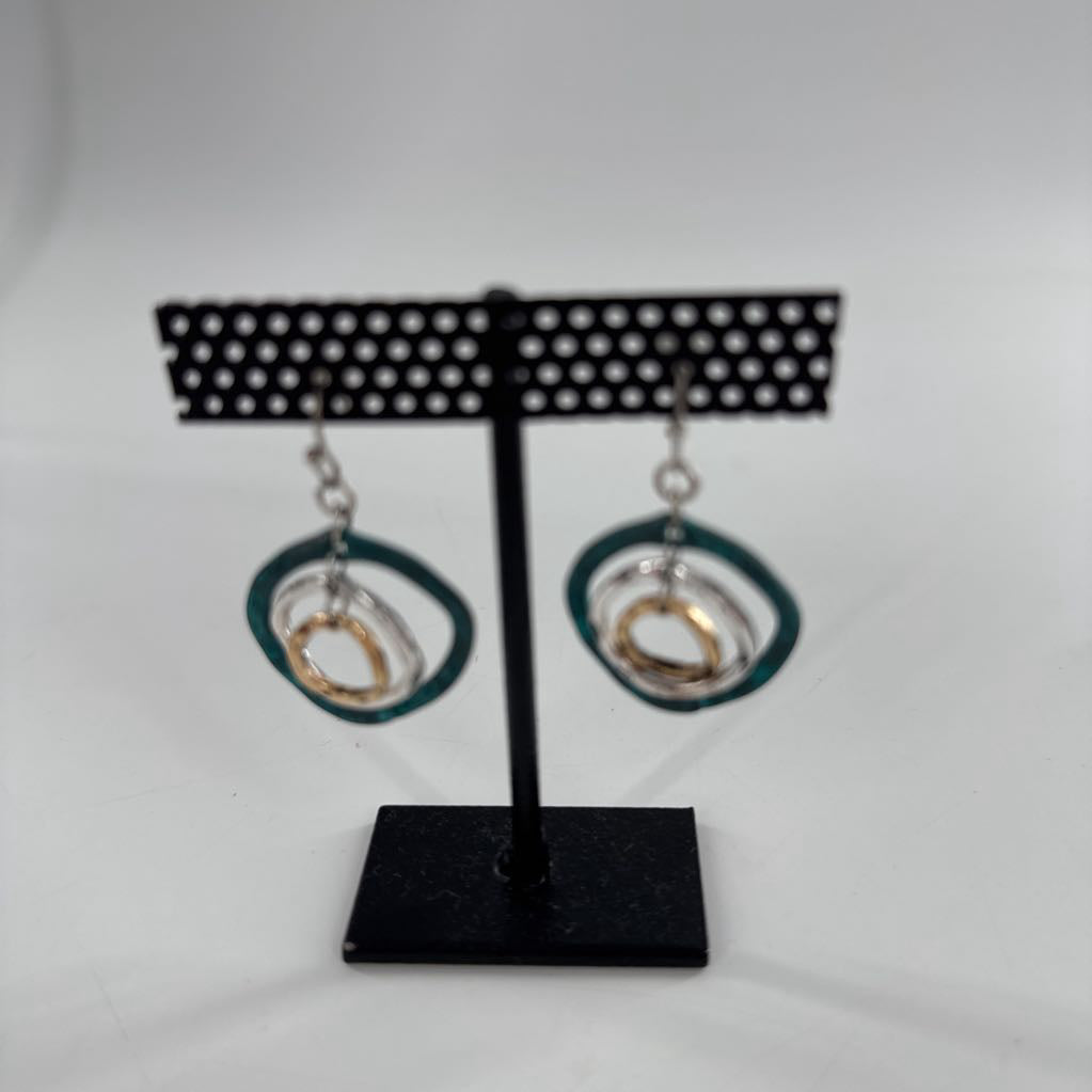 silvertone & turquoise drop earrings