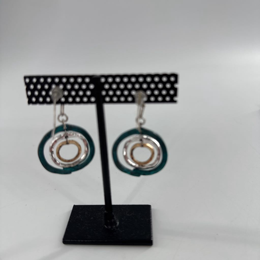 silvertone & turquoise drop earrings