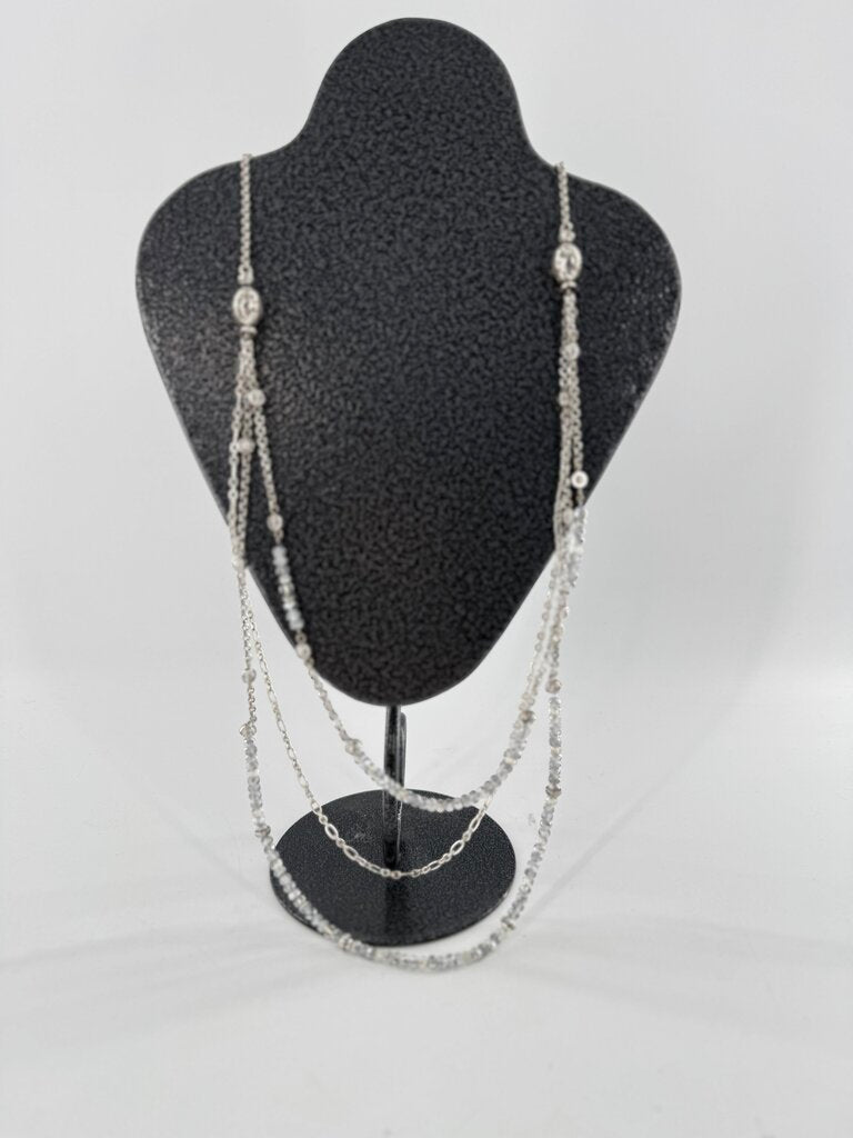 19" silv beaded multi layer necklace