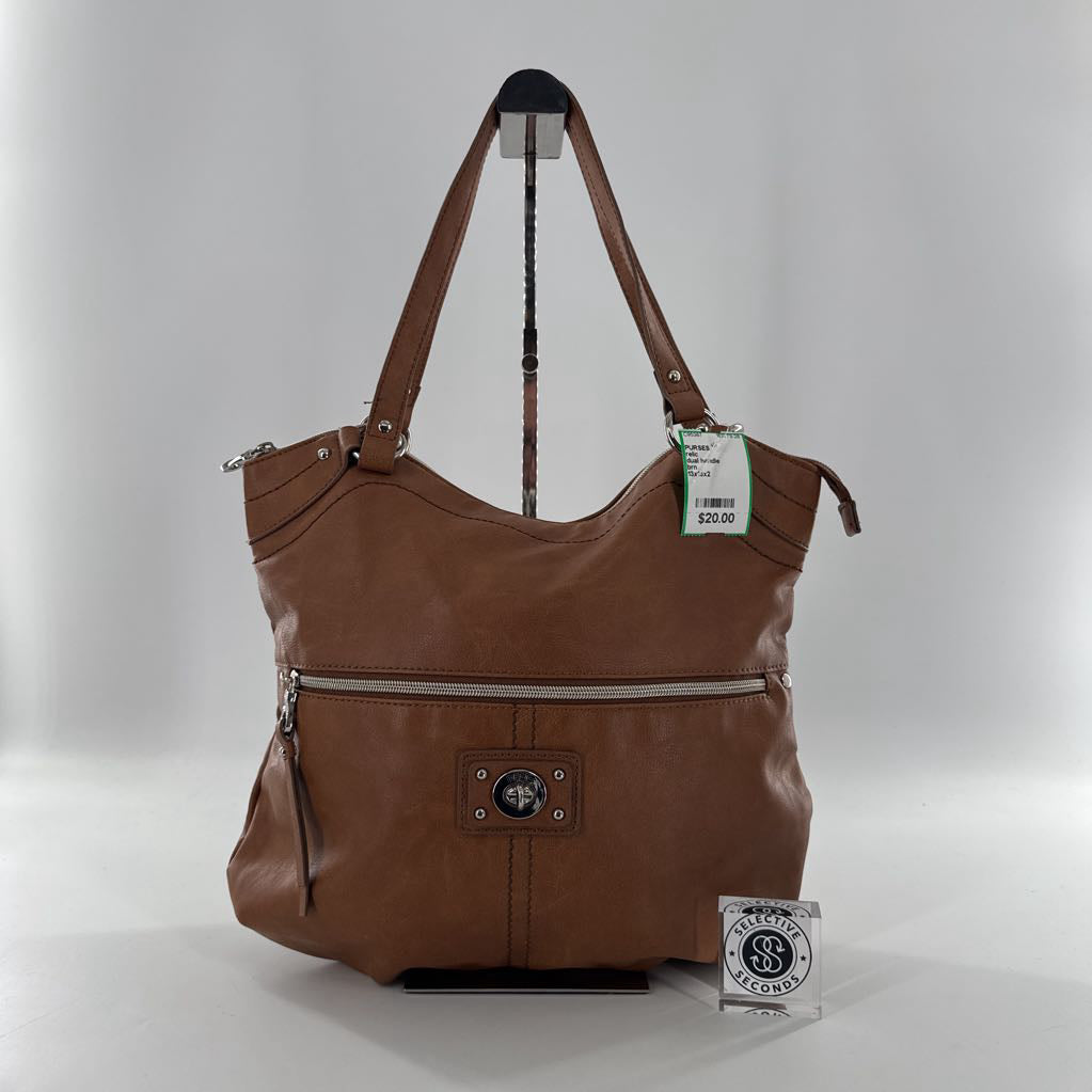 dual handle shoulder bag w/ zipper pocket