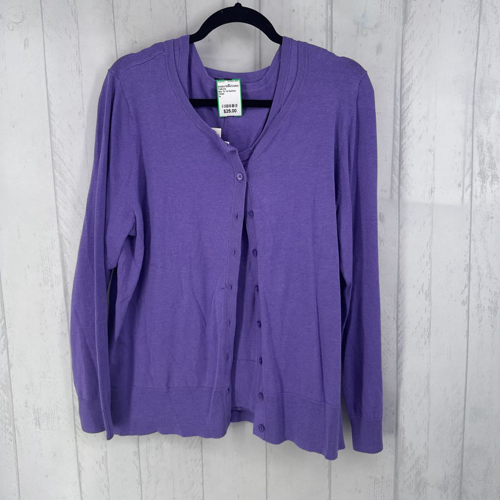 2pc 1x l/s button cardigan w/ cami