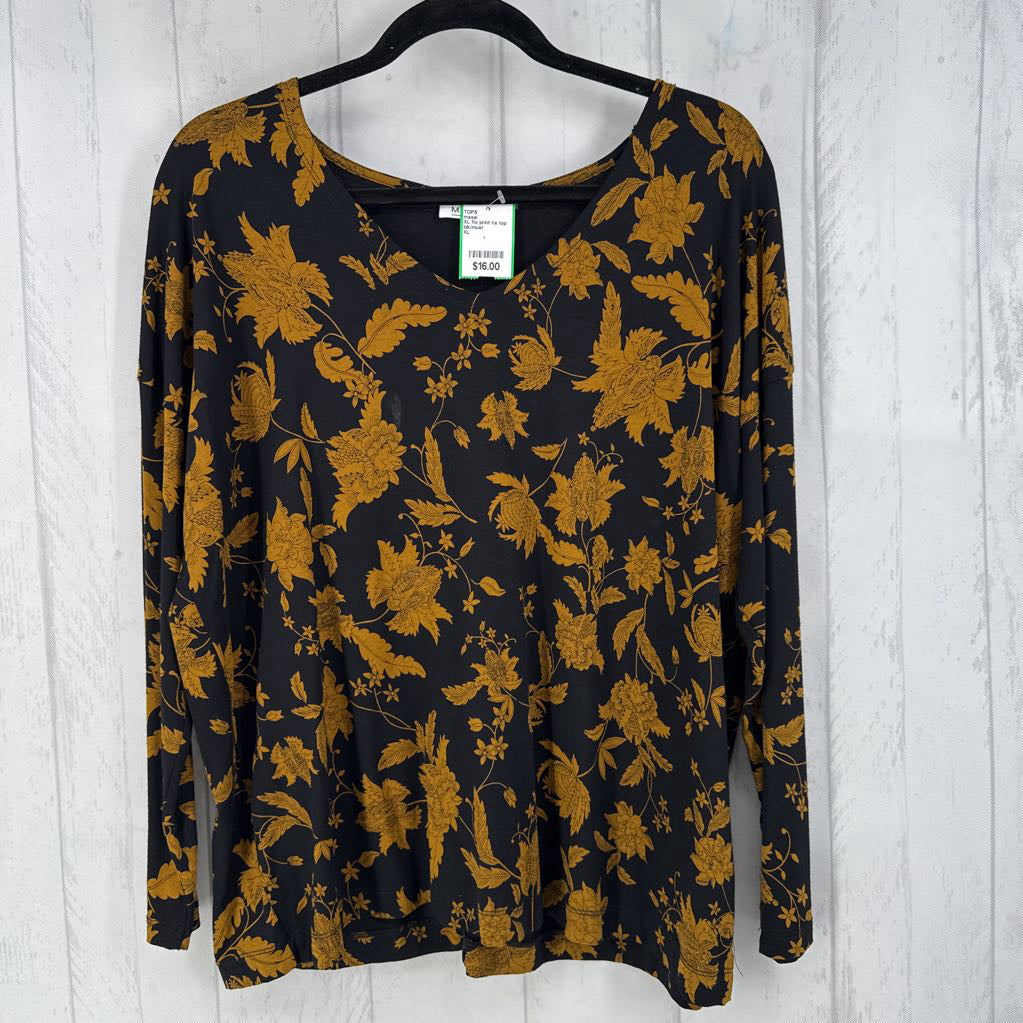 XL flo print l/s top