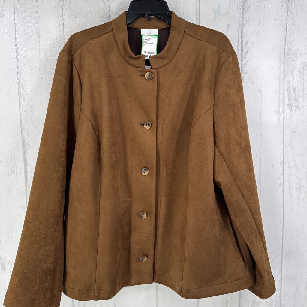 R139 2X faux suede button down jacket
