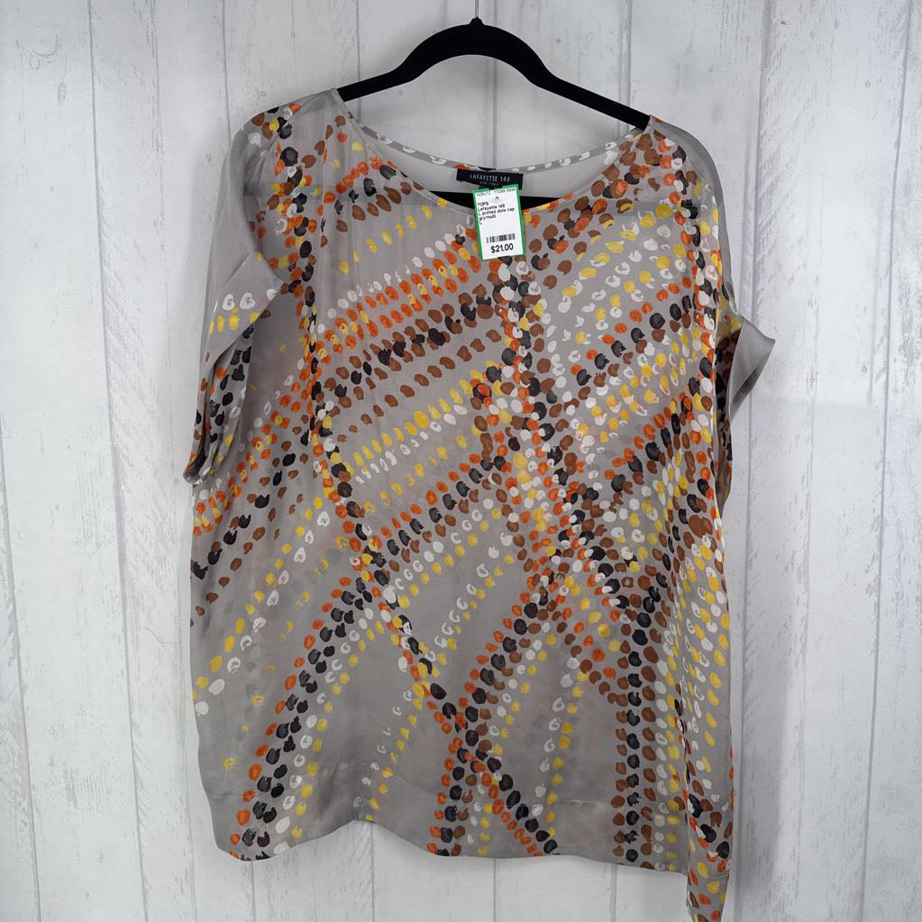 L printed dots cap slv top