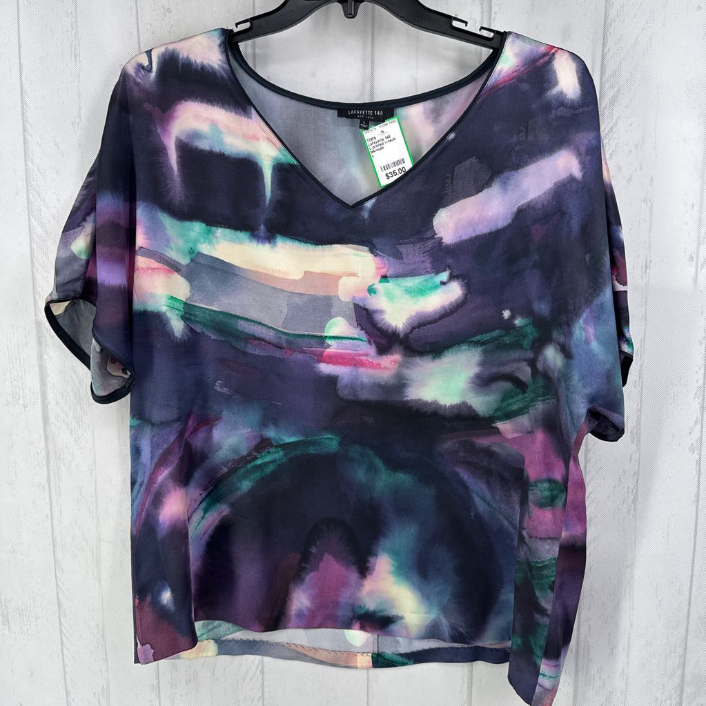 L printed v-neck s/s top