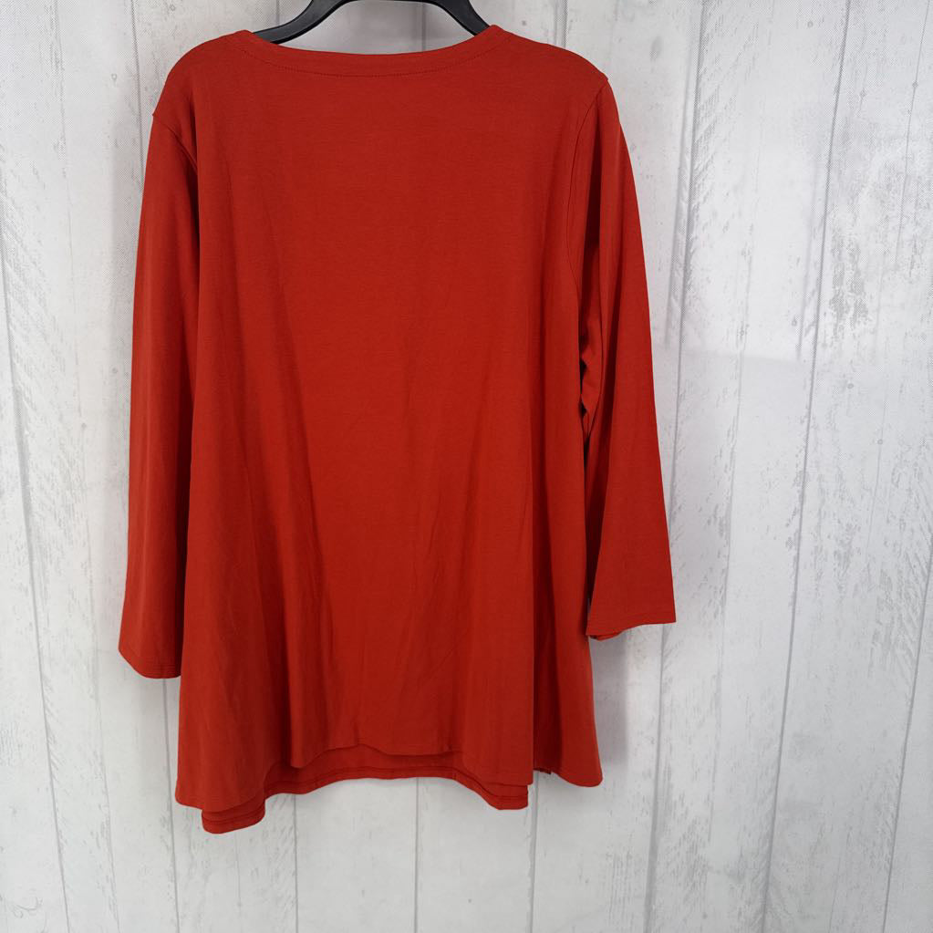 L 3/4 slv scoop neck top
