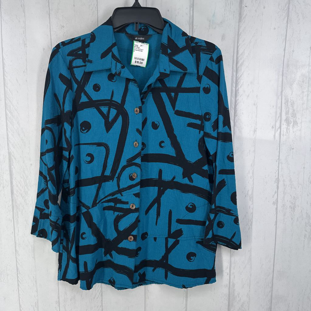S l/s abstract button shirt