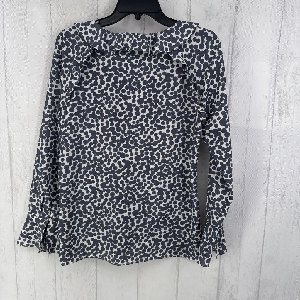 XS l/s circle print ruffle top