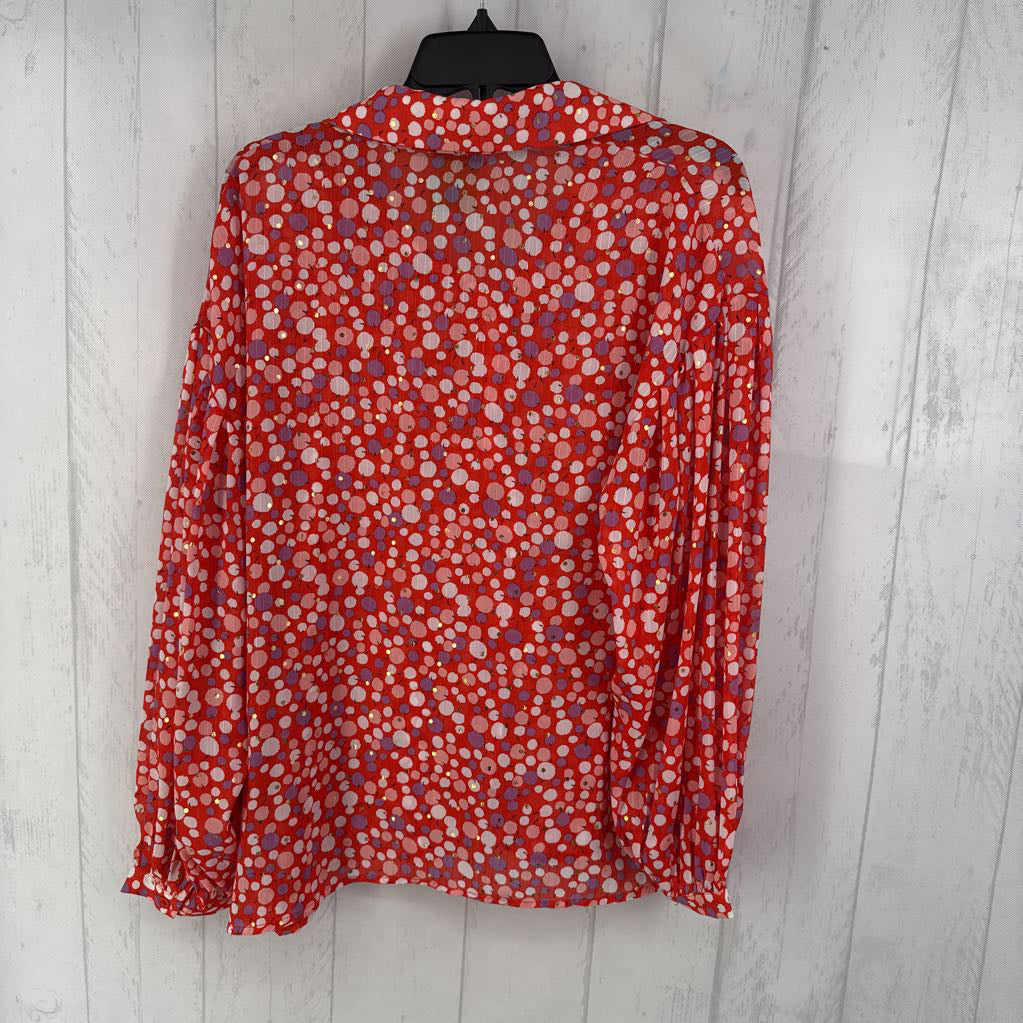 M l/s print button shirt