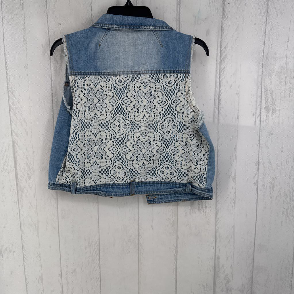 L crop denim button vest
