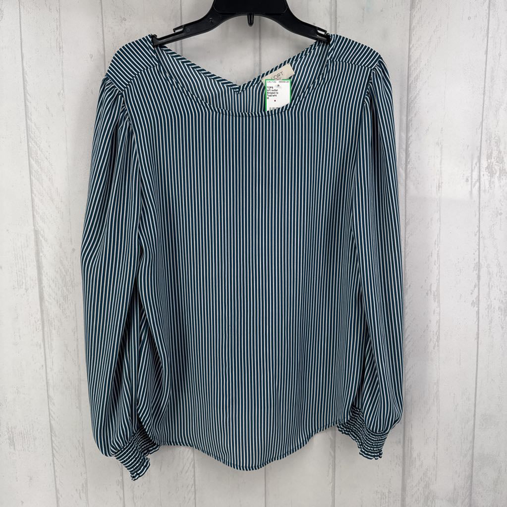 Striped l/s Smocked Wrists