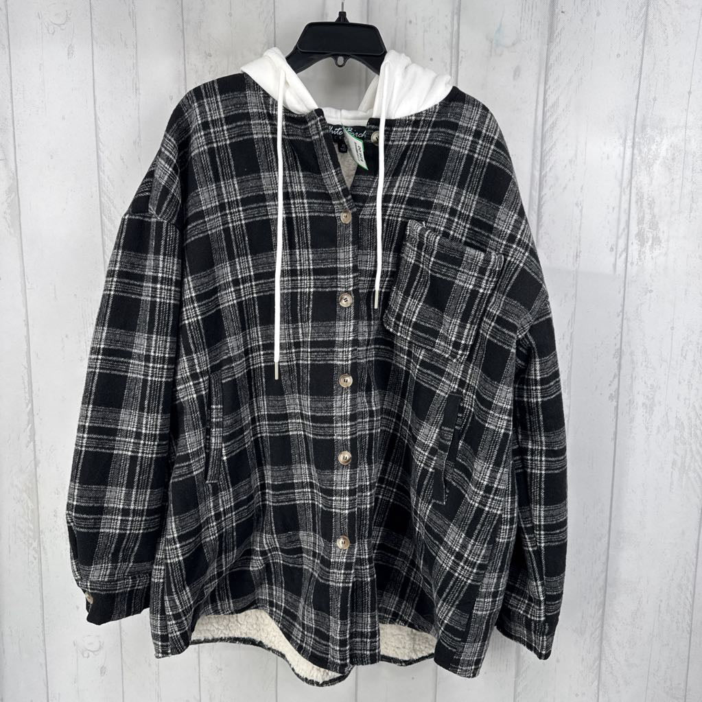 Flannel/Sherpa Hooded Shacket