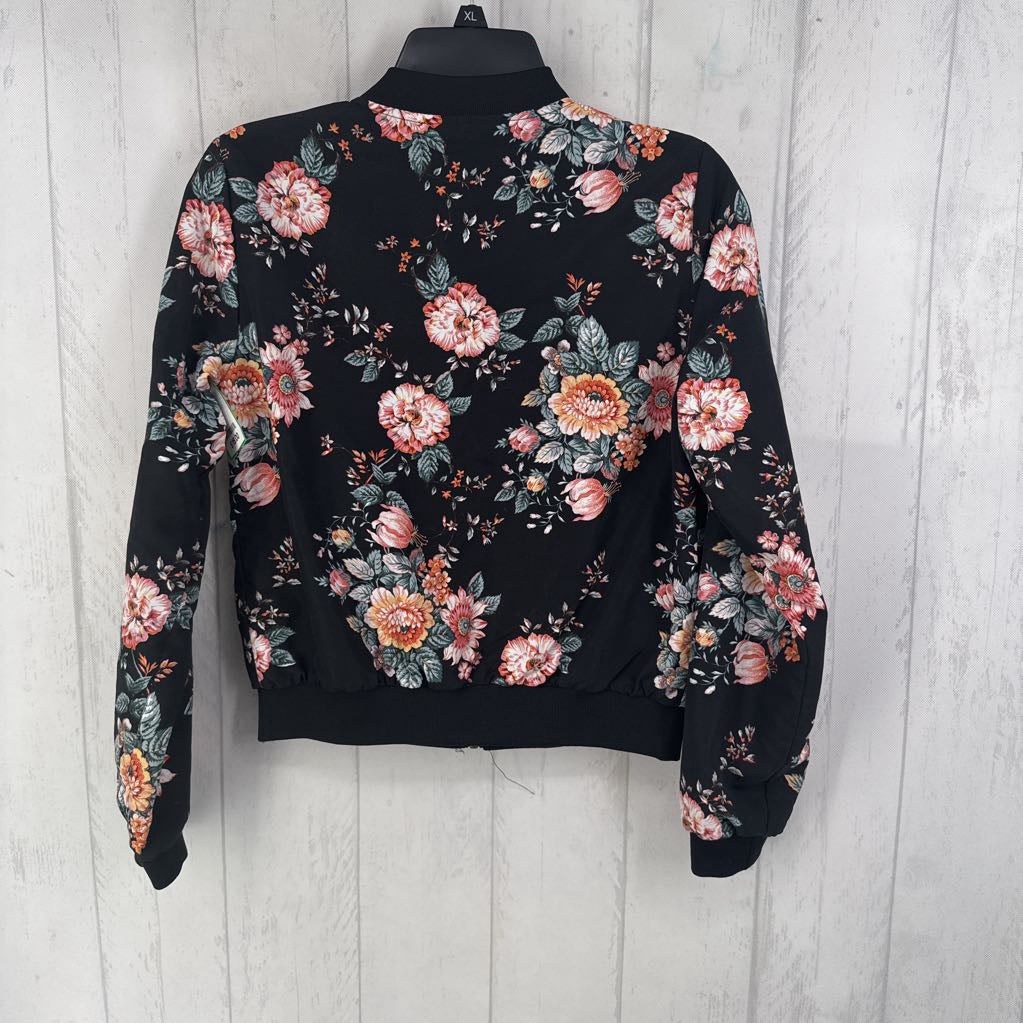 XS l/s crop reversible floral jacket