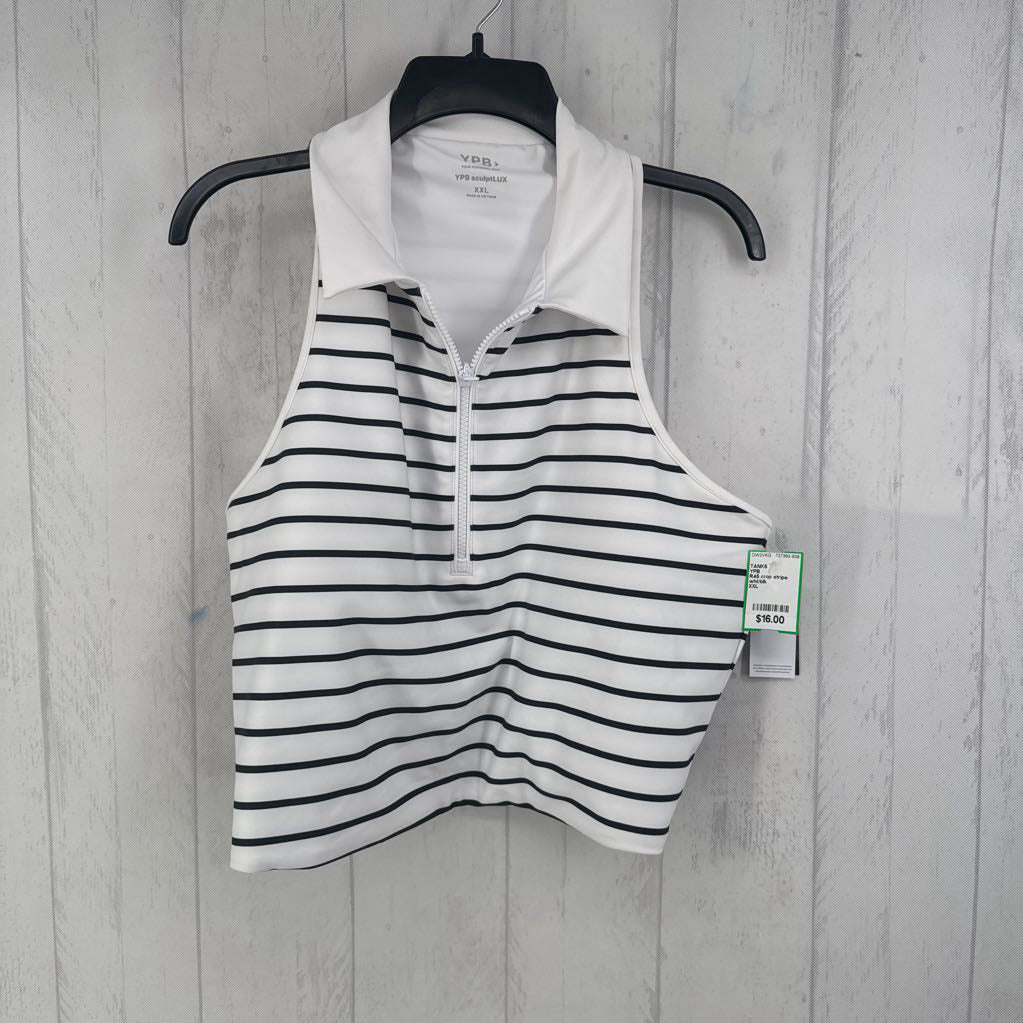 R45 crop stripe quarter zip tank