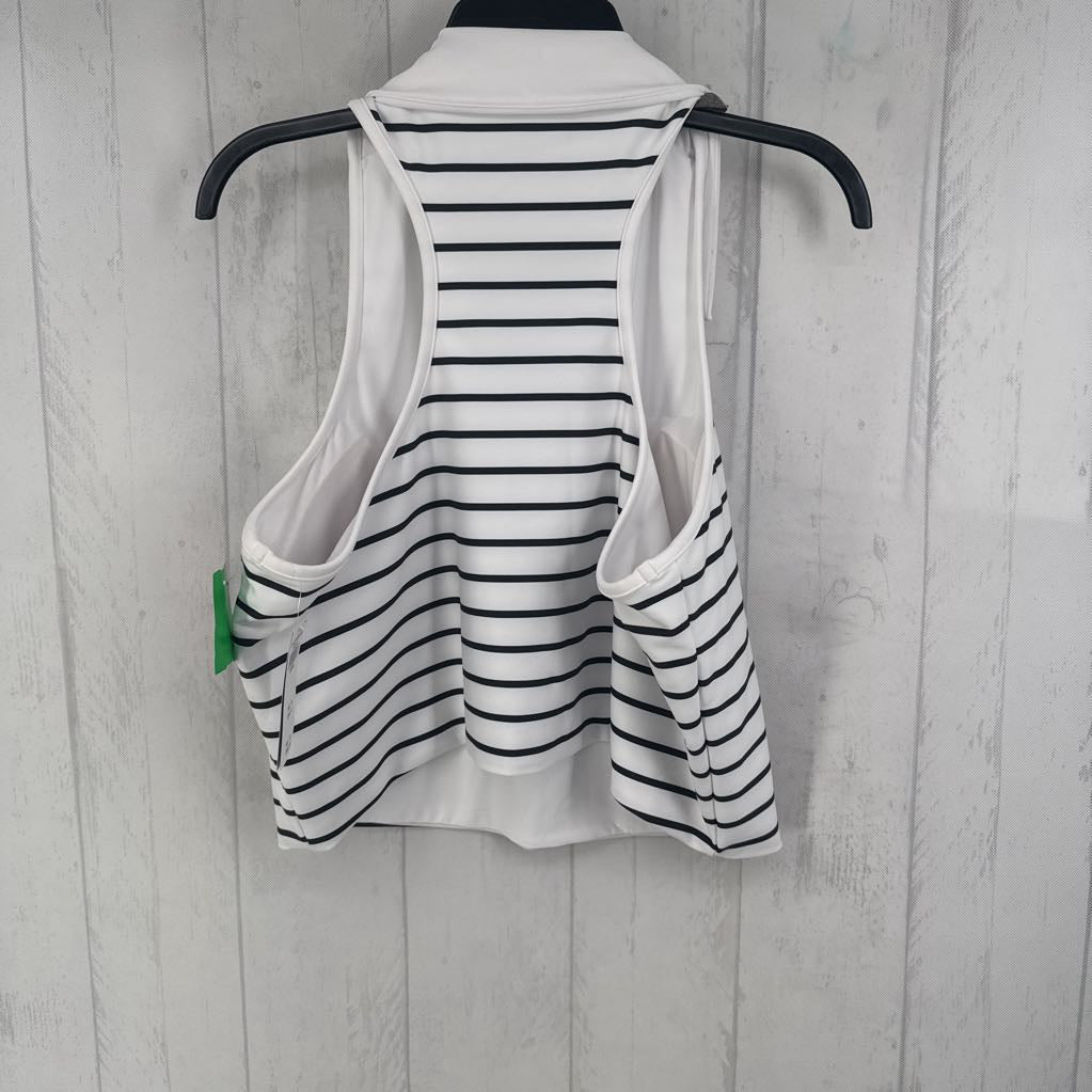 R45 crop stripe quarter zip tank