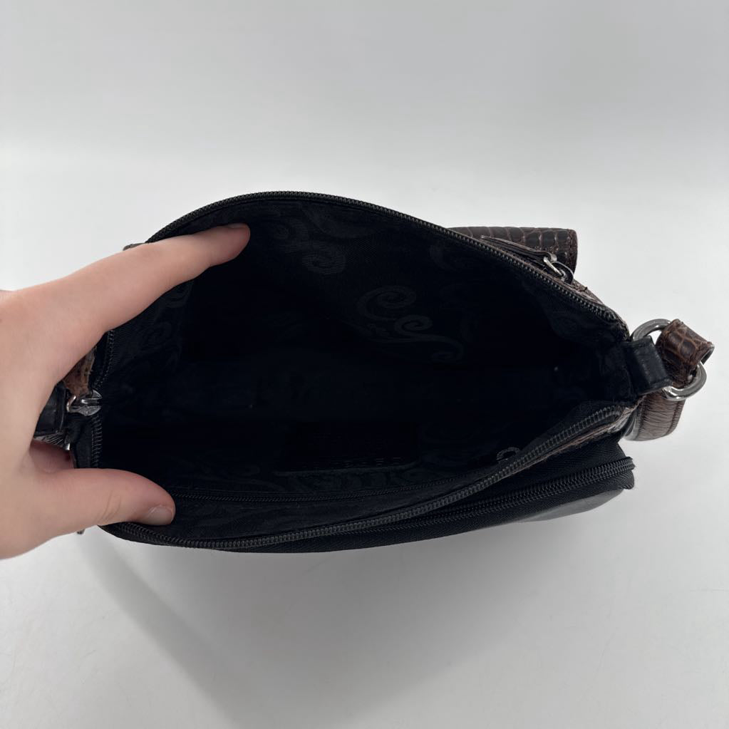 vintage embossed zip around crossbody