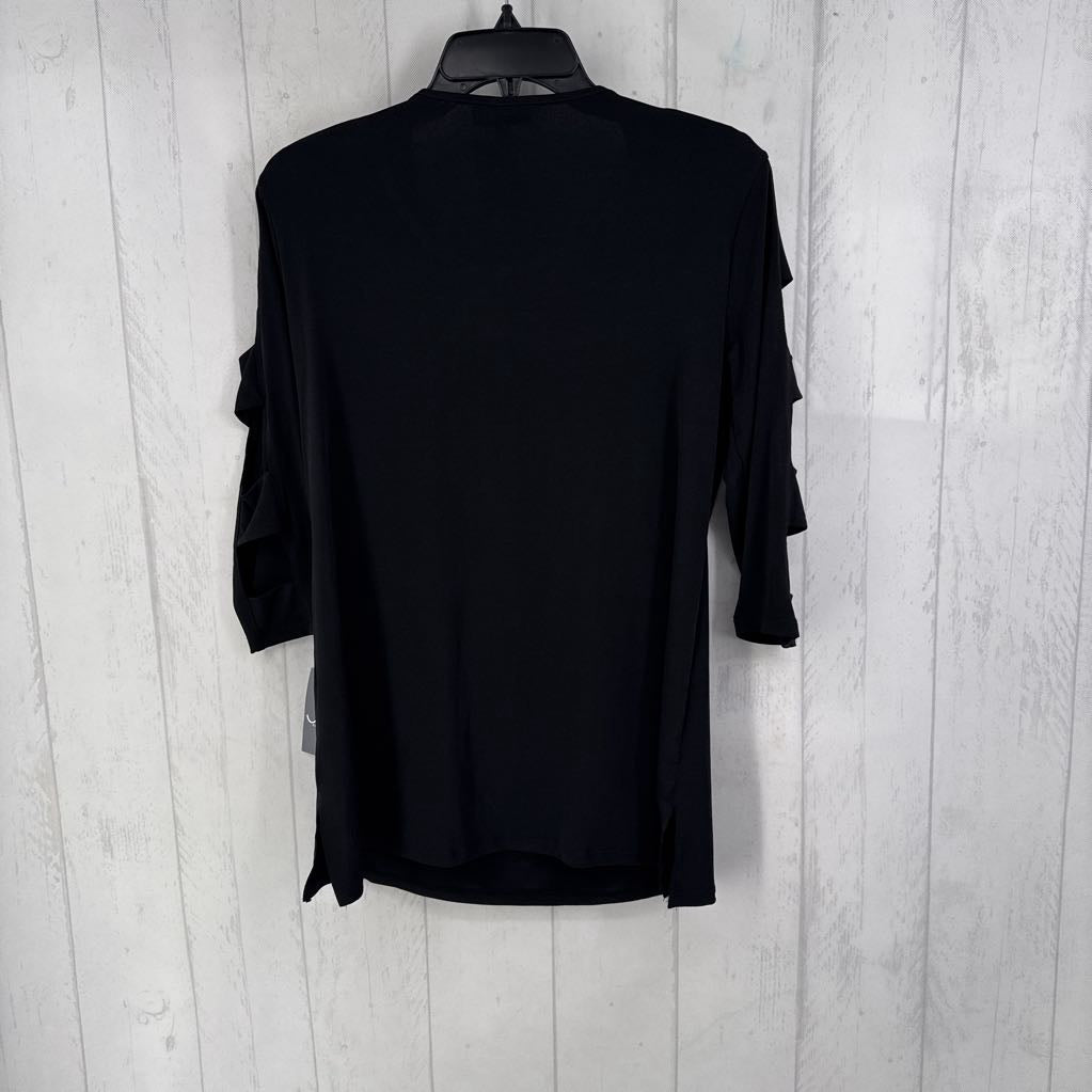 R49 M cutout elbow slv top w/ necklace