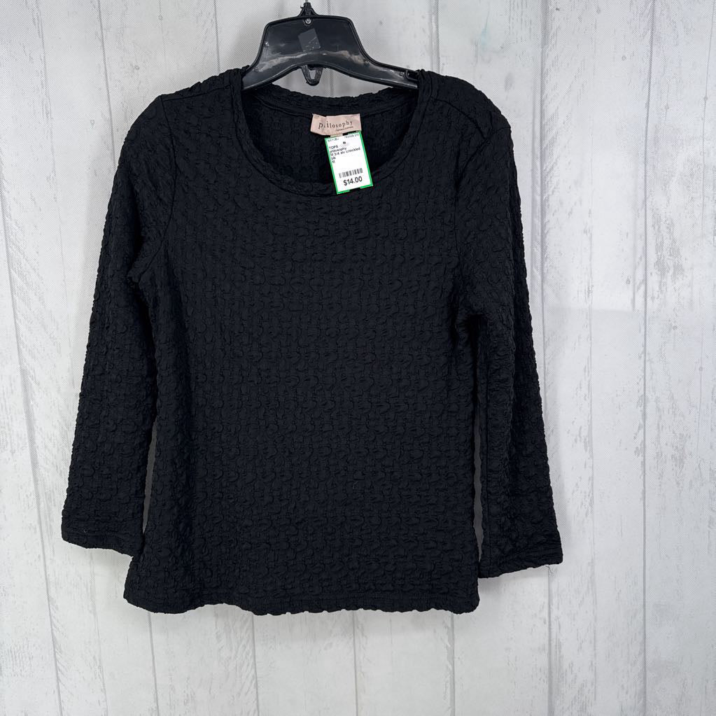M 3/4 slv crinckled top