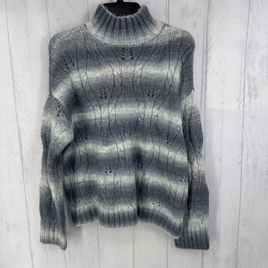 S l/s stripe t-neck sweater