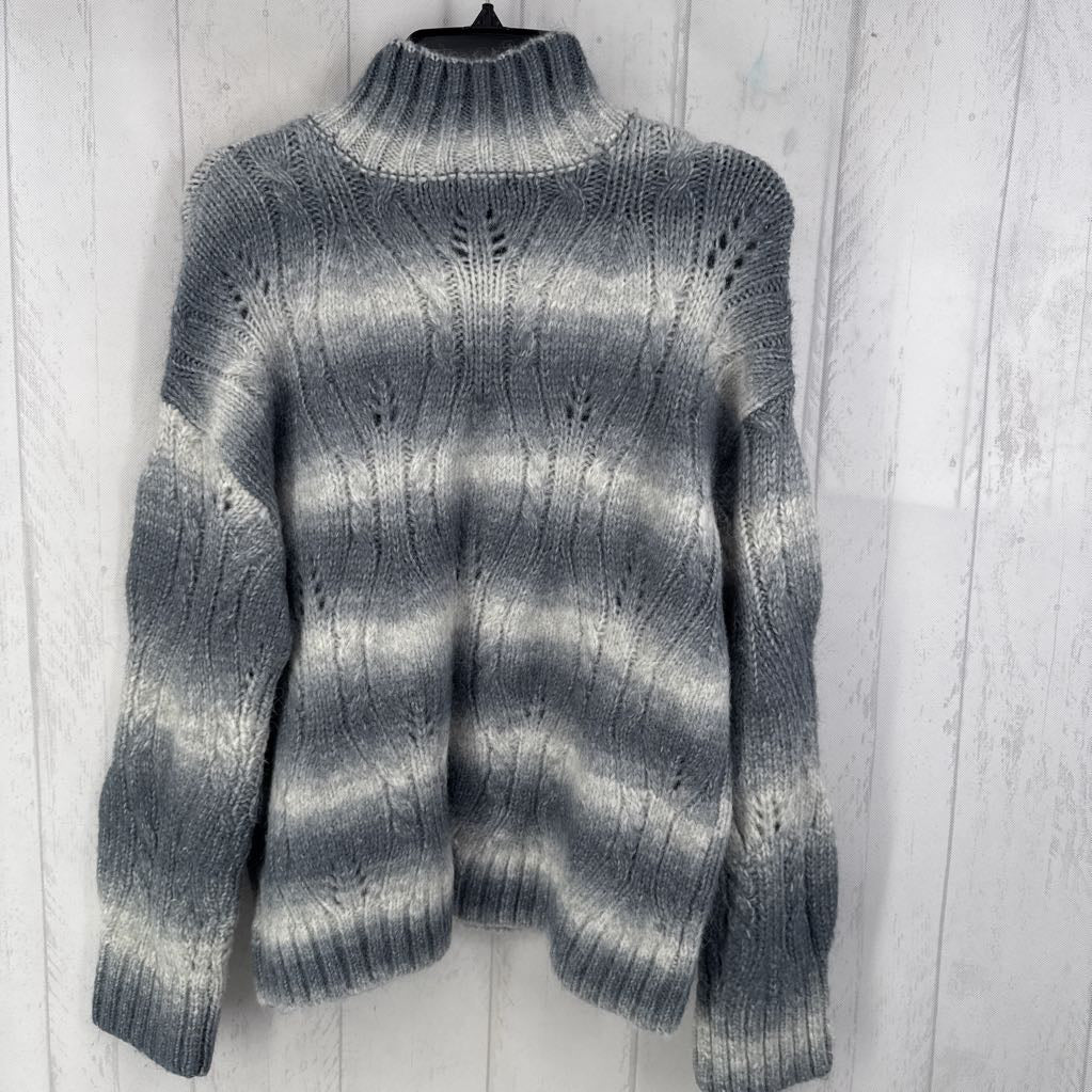 S l/s stripe t-neck sweater