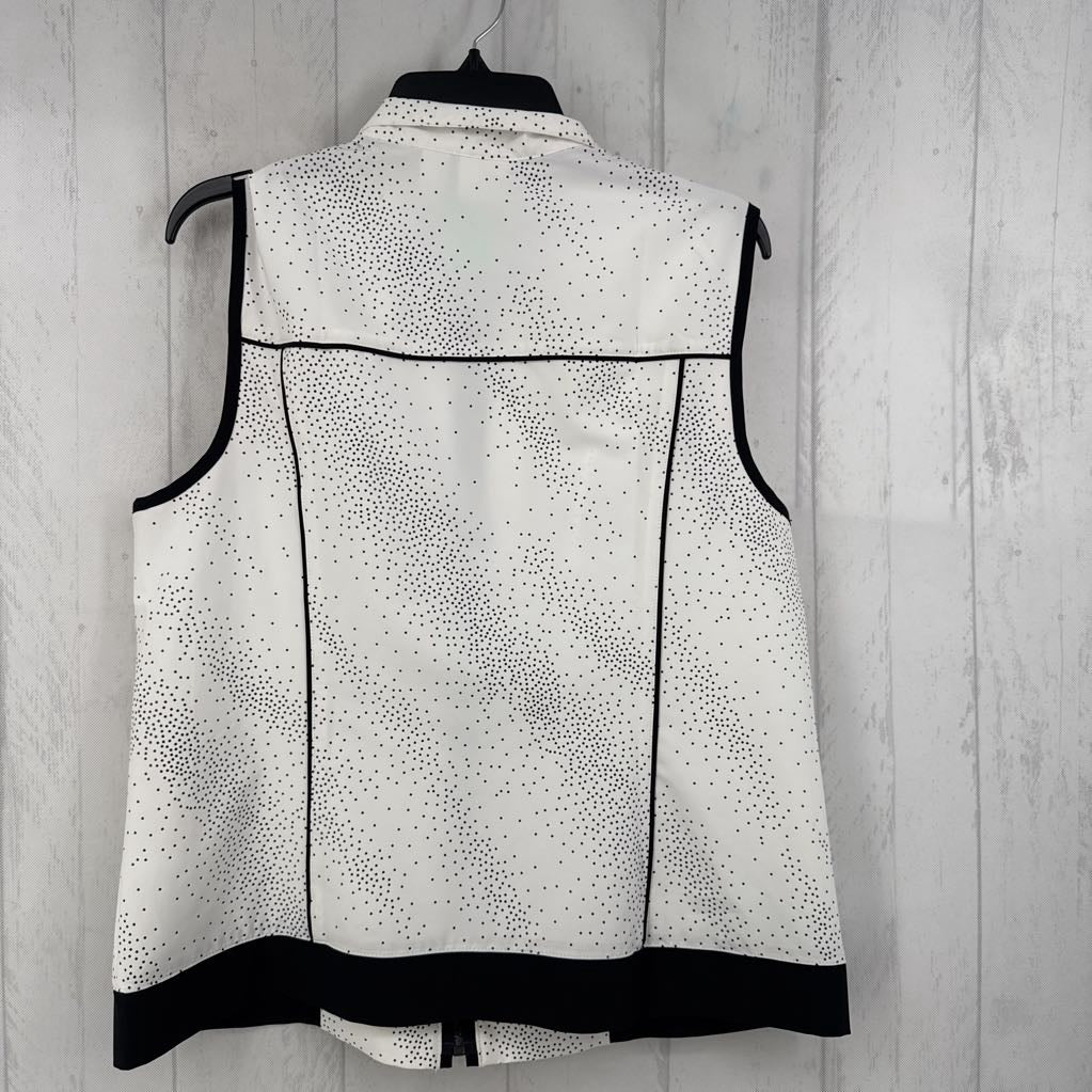 L dot print zip vest